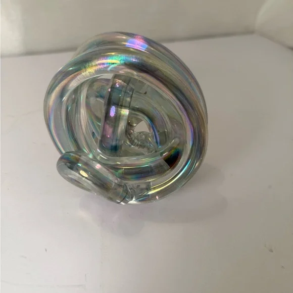 Stunning Murano Twisted Clear Rope Knot Art Glass Paper Weight Sculpture Vintage - Picture 4 of 6